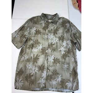Batik Bay Mens Palm Tree Shirt Tropical Print Button Up Casual Short‎ Sleeve L